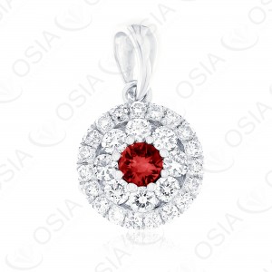 18 KARAT DIAMOND AND GEMSTONE PENDANT