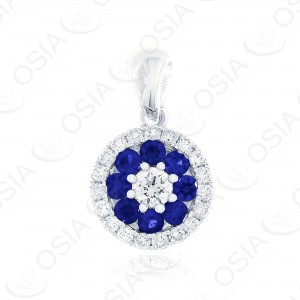 18 KARAT DIAMOND AND GEMSTONE PENDANT