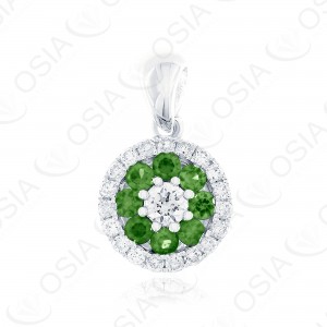 18 KARAT DIAMOND AND GEMSTONE PENDANT