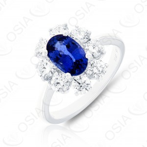 18 KARAT DIAMOND AND GEMSTONE RING