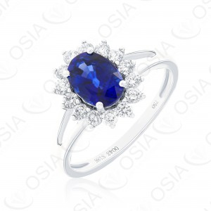 18 KARAT DIAMOND AND GEMSTONE RING