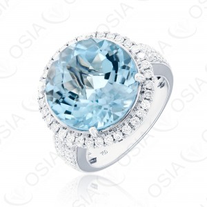 18 KARAT DIAMOND AND GEMSTONE RING