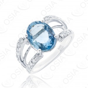 18 KARAT DIAMOND AND GEMSTONE RING