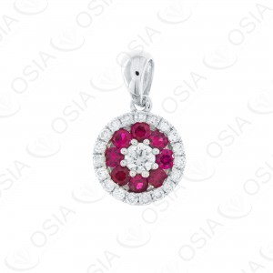 18 KARAT DIAMOND AND GEMSTONE PENDANT