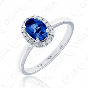 18 KARAT DIAMOND AND GEMSTONE RING