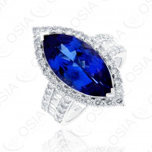 18 KARAT DIAMOND AND GEMSTONE RING