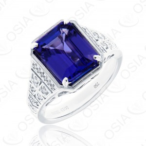 18 KARAT DIAMOND AND GEMSTONE RING