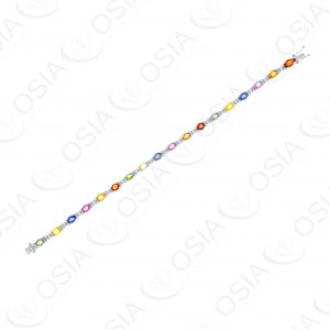 18 Karat White Gold Diamond & Gemstone Bracelet