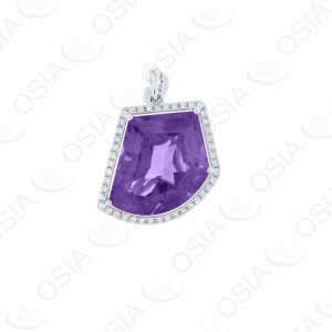 18 KARAT DIAMOND AND GEMSTONE PENDANT