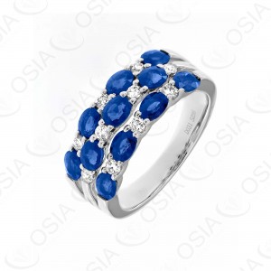 18 KARAT DIAMOND AND GEMSTONE RING