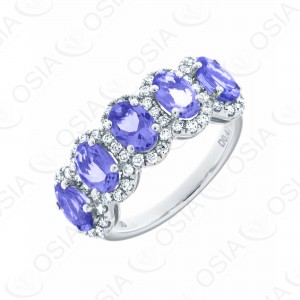 18 KARAT DIAMOND AND GEMSTONE RING
