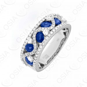 18 KARAT DIAMOND AND GEMSTONE RING