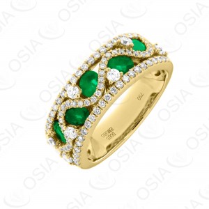 18 KARAT DIAMOND AND GEMSTONE RING