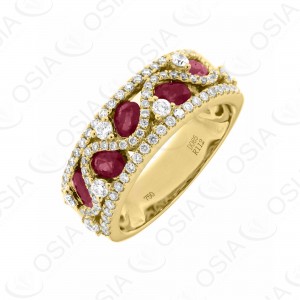 18 KARAT DIAMOND AND GEMSTONE RING