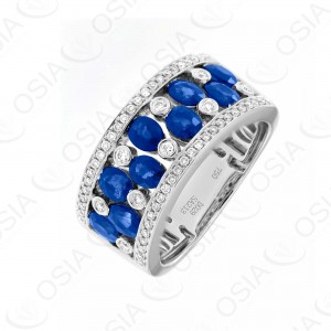 18 KARAT DIAMOND AND GEMSTONE RING