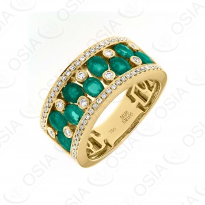 18 KARAT DIAMOND AND GEMSTONE RING