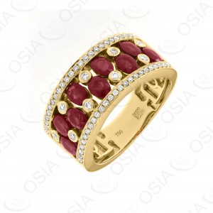 18 KARAT DIAMOND AND GEMSTONE RING