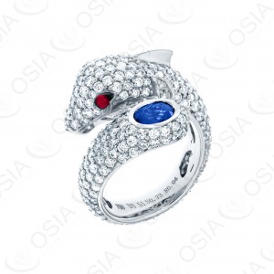 18 KARAT DIAMOND AND GEMSTONE RING