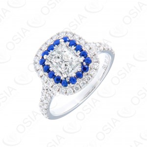 18 KARAT DIAMOND AND GEMSTONE RING