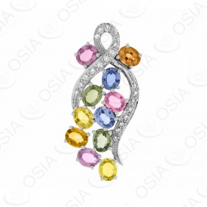 18 KARAT DIAMOND AND GEMSTONE PENDANT