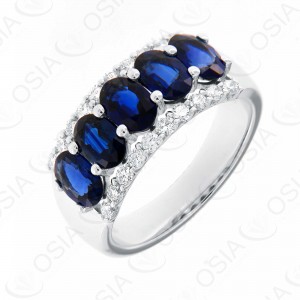 18 KARAT DIAMOND AND GEMSTONE RING