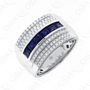 18 KARAT DIAMOND AND GEMSTONE RING