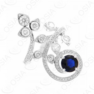 18 KARAT DIAMOND AND GEMSTONE RING
